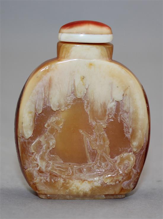 A Chinese hornbill snuff bottle and stopper, 1900-1940, Richards no. 478